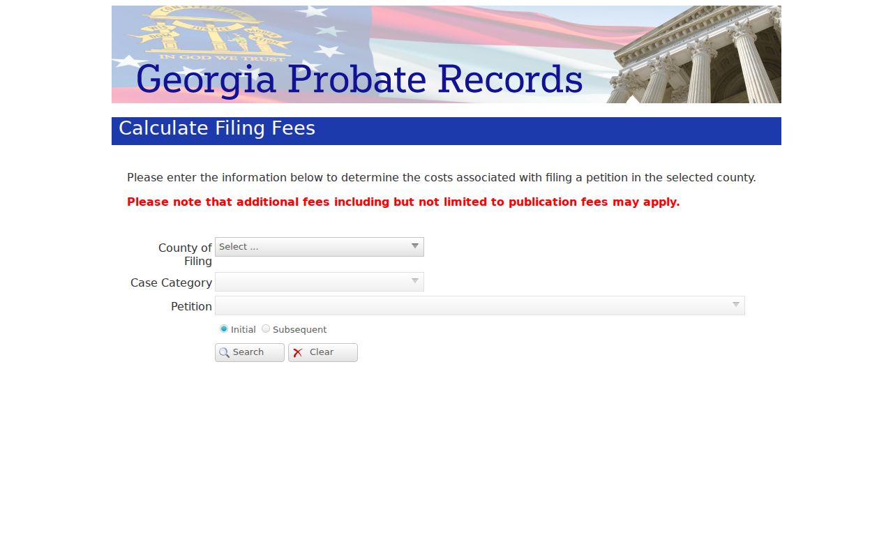 Ware County court record and probate filing costs