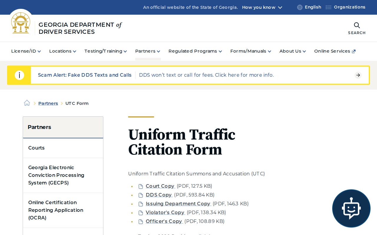 Ware County traffic ticket and Georgia Uniform Traffic Citation