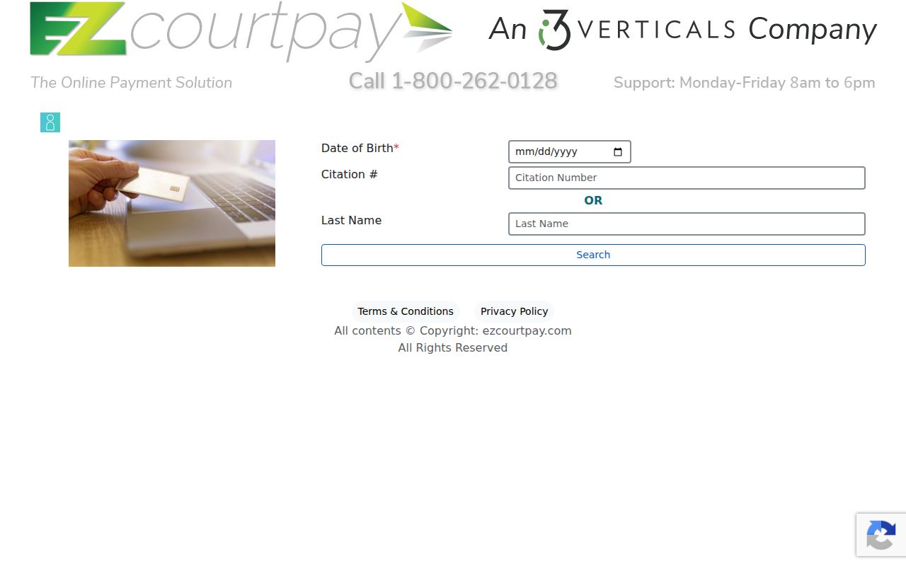 Ware County traffic ticket search fields on EZ Court Pay